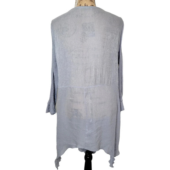 WILLOW AND JAYE Women's Embroidered Floral Mesh Crepe Cardigan Size Large Gray - Picture 3 of 16